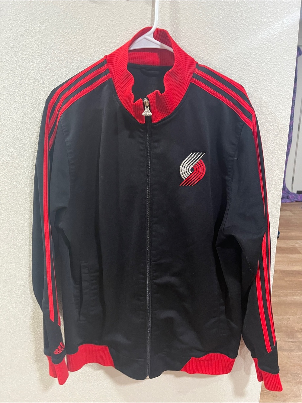 adidas Black and Red Men’s trailblazers Track Jacket with Team Patch